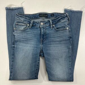 Lucky Brand Lolita Super Skinny Medium Wash Distressed Hem Stretch Jeans Size 0